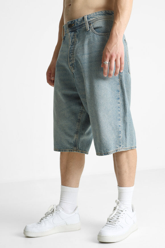 Extra baggy fit ironed denim shorts - Blue Denim