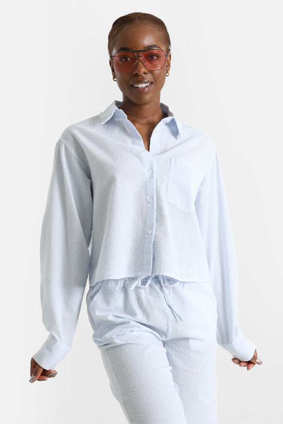 Seersucker shirt - light blue + white