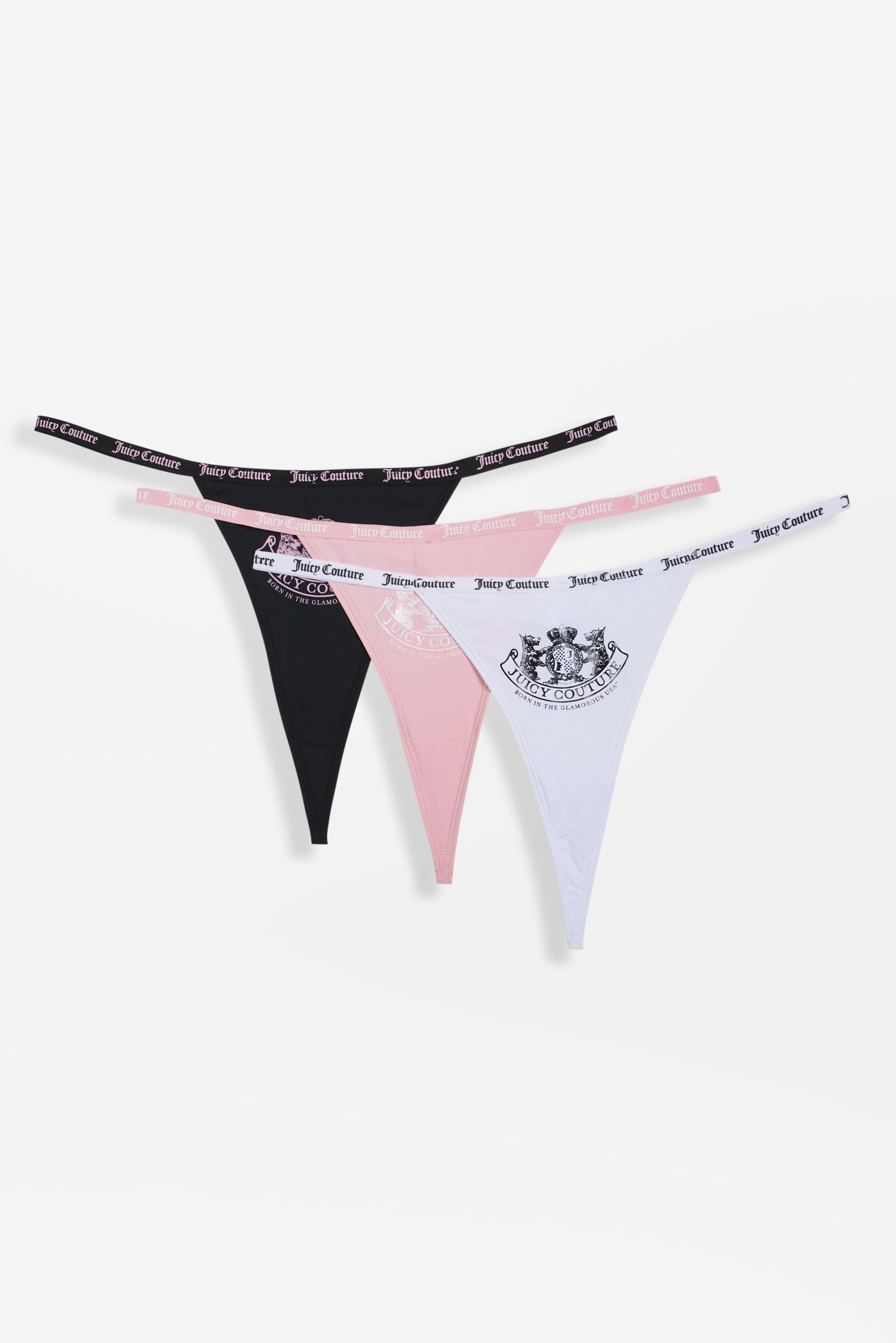 Three-pack of thongs - White + Black + Pink