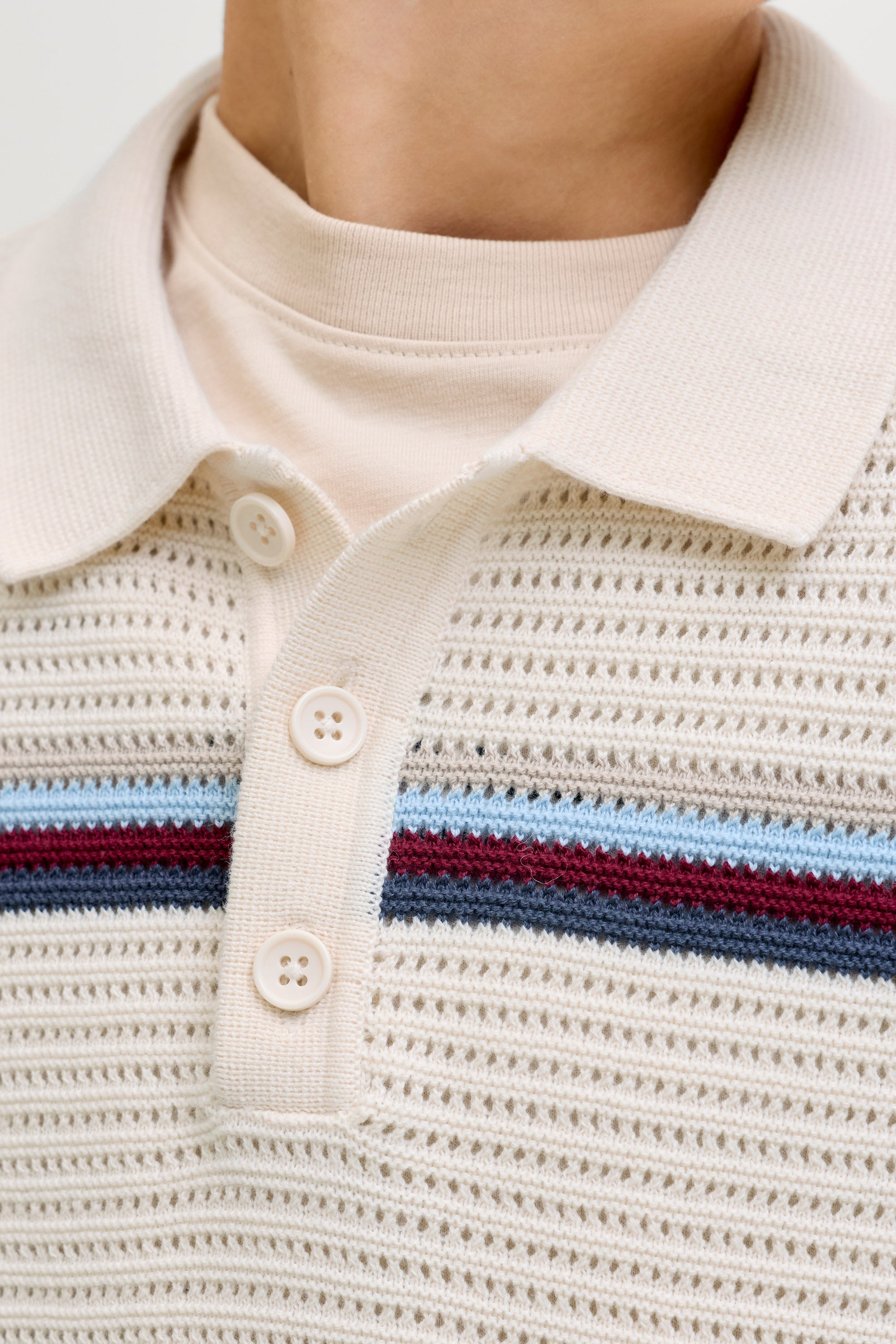 JORMAINE Strick Poloshirt - Sea Salt