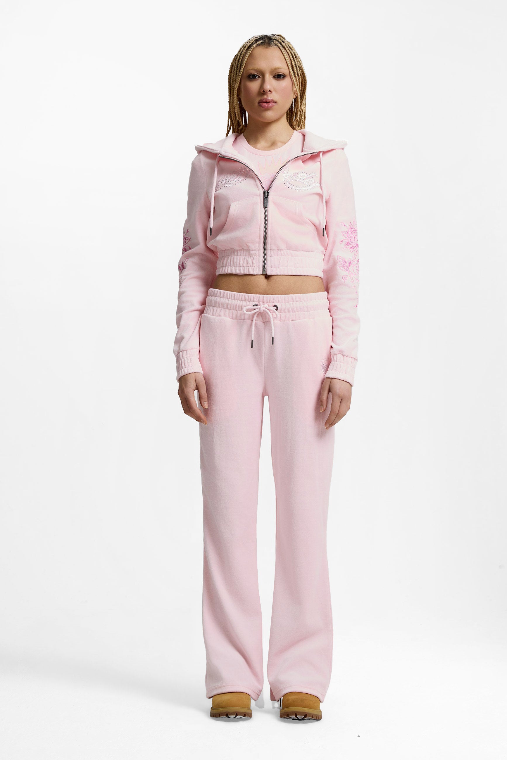 Samt Crop Jacke - Pink