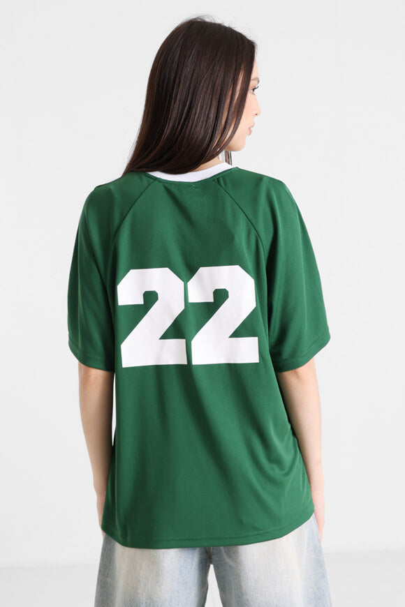 Mesh oversize T-shirt - dark green + white