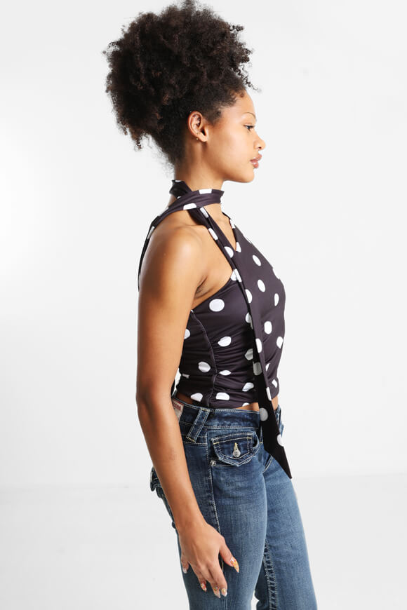 One Shoulder Crop Top - Black + White