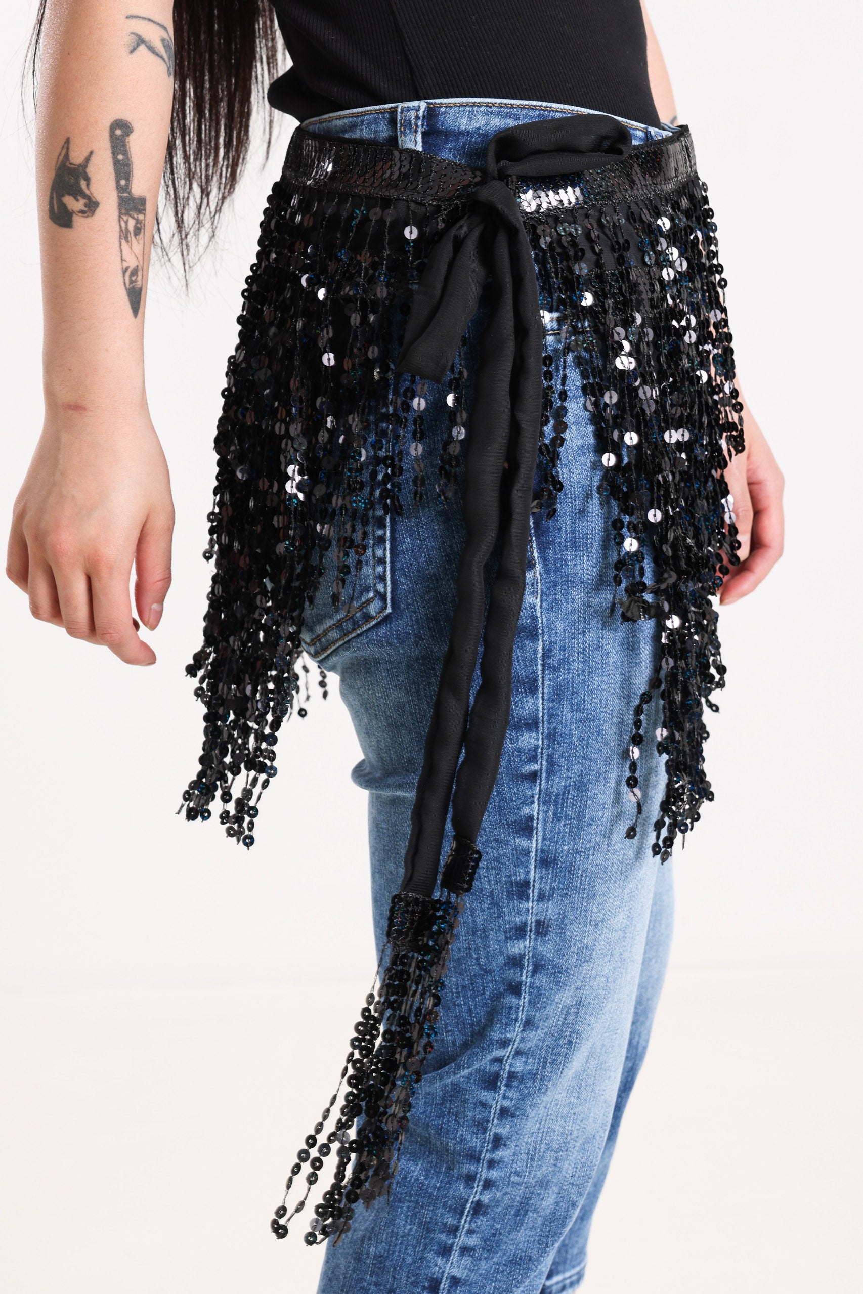 Pailletten-Tuch / Foulard - Black