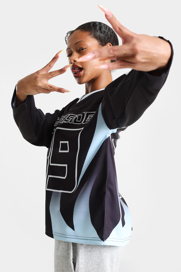 Oversize long-sleeved shirt - black + blue