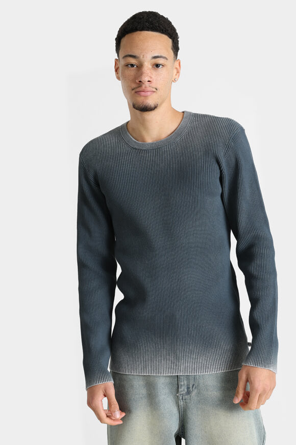 Pull en tricot côtelé - Gris + Blanc