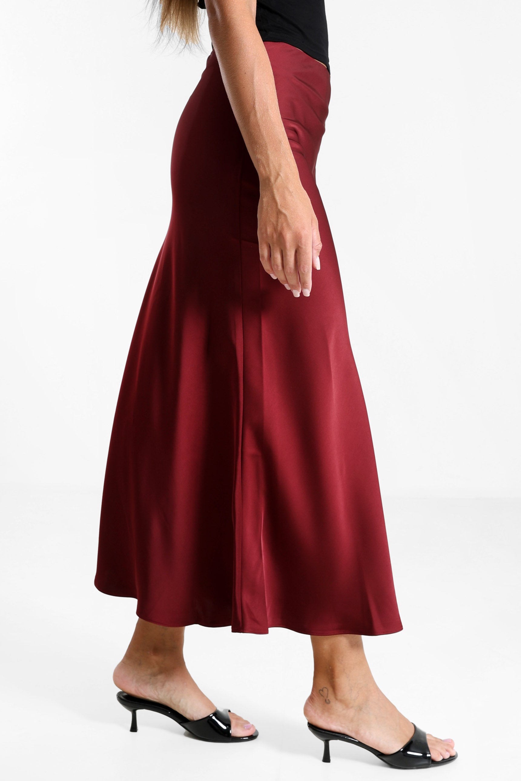 Satin Maxirock - Bordeaux