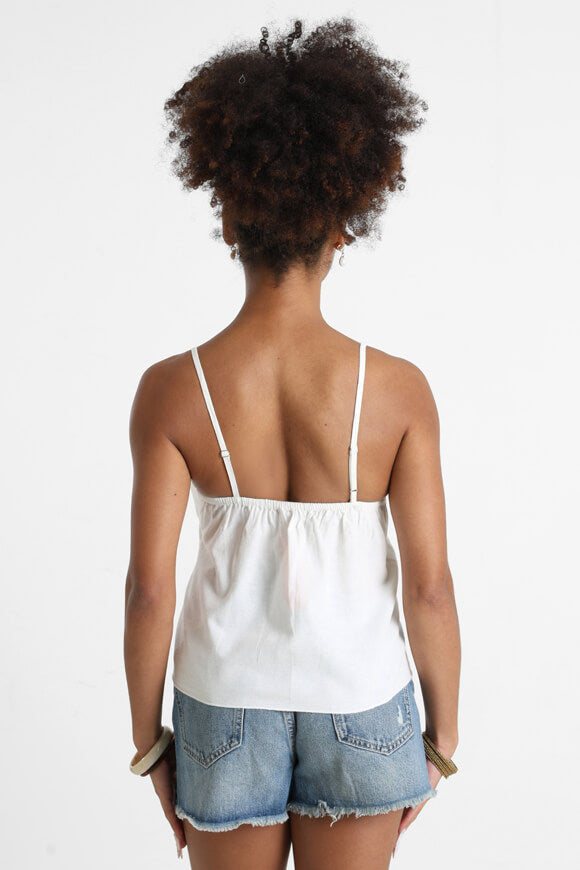 Top con cinturino in lino - Offwhite