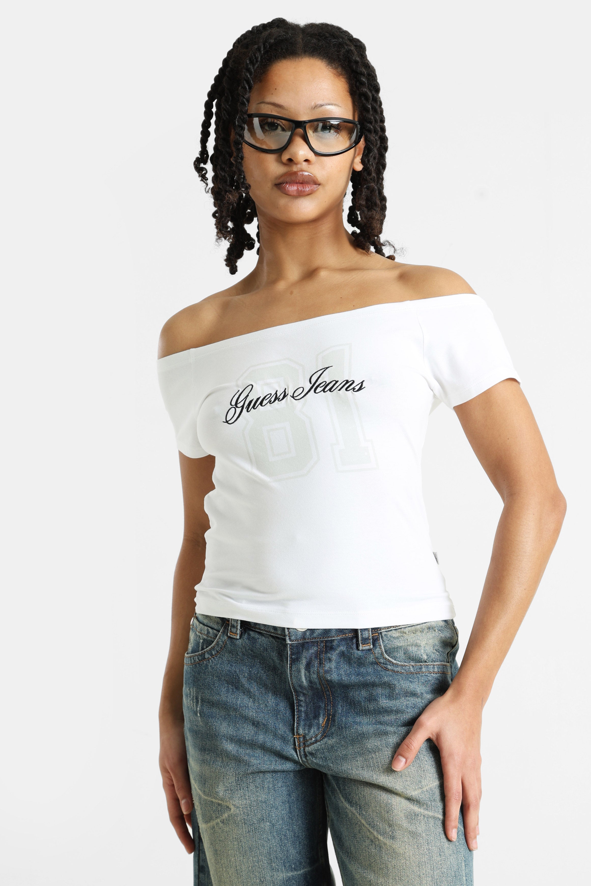 Off Shoulder T-Shirt - Pure White