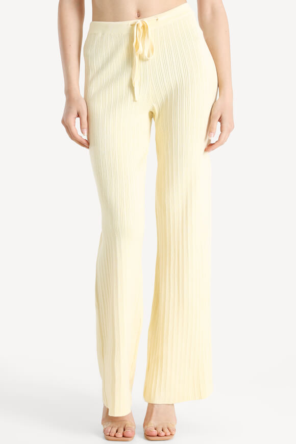 Pantalon en tricot côtelé - Jaune clair