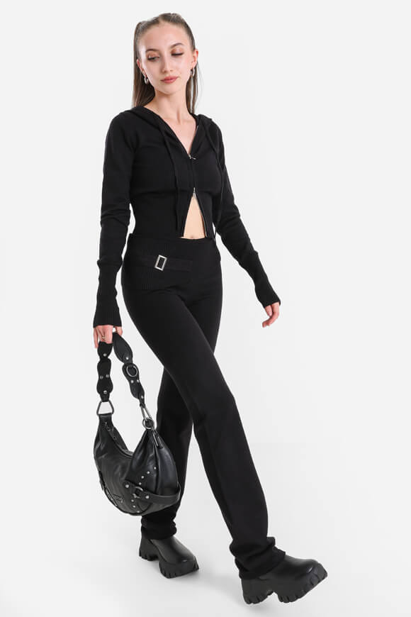 Crop Strickjacke - Schwarz