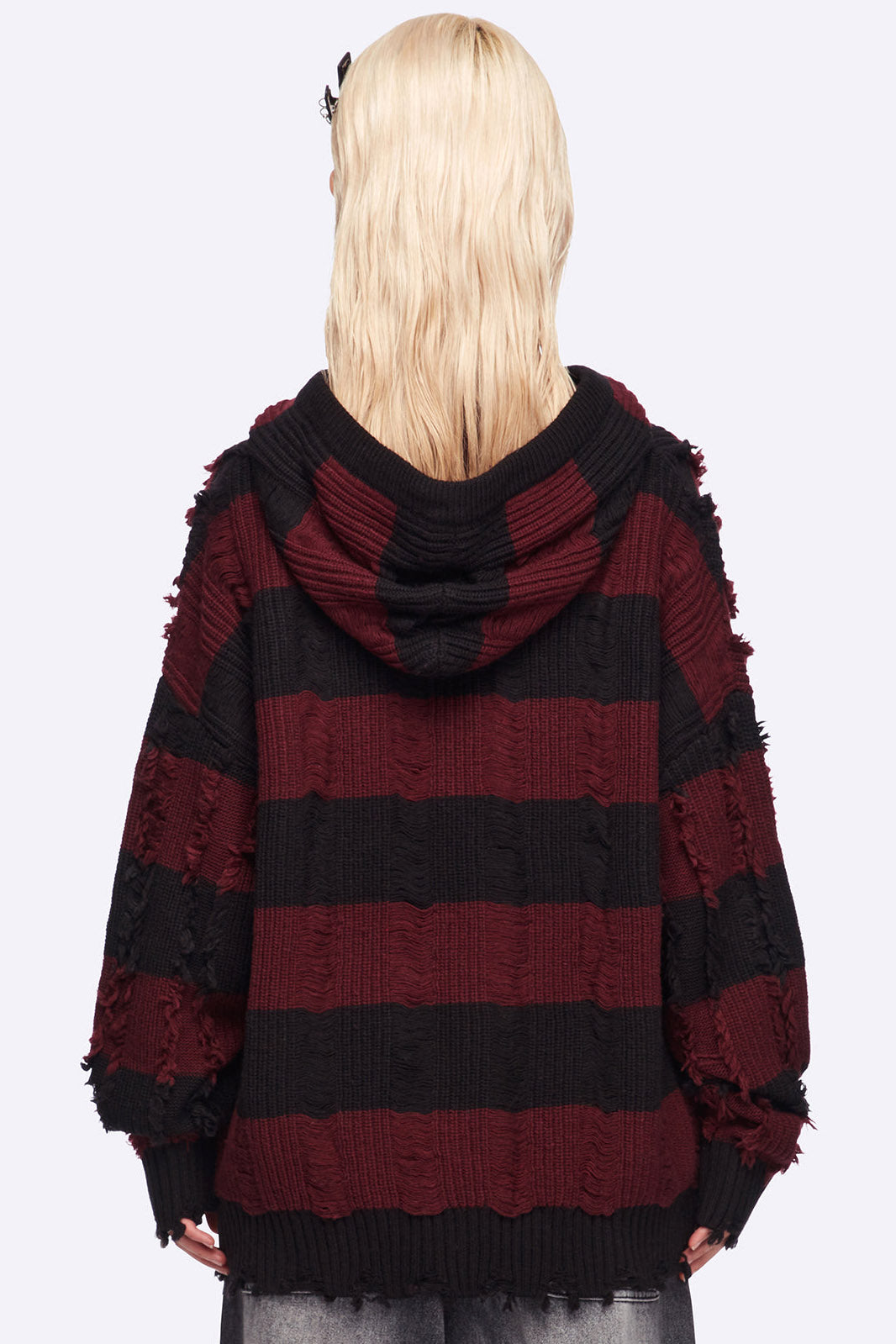 Ellis Cardigan Oversize - Black + Burgundy