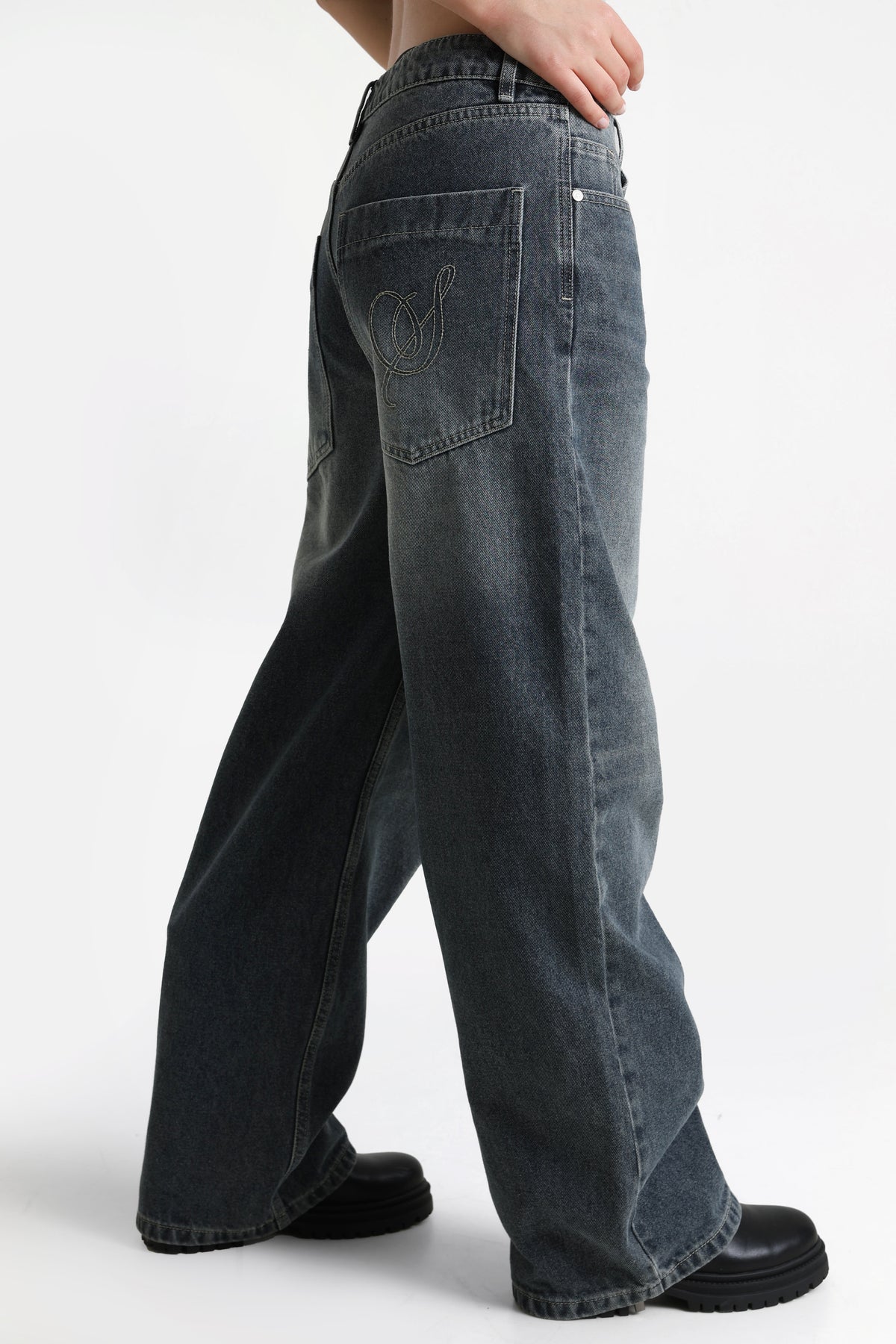 Baggy Jeans - Gewaschen Grau