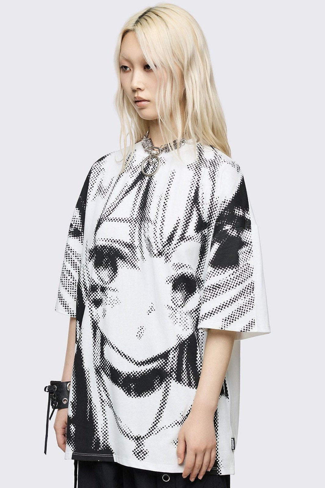 Anime Cutie Oversize T-Shirt - White + Black