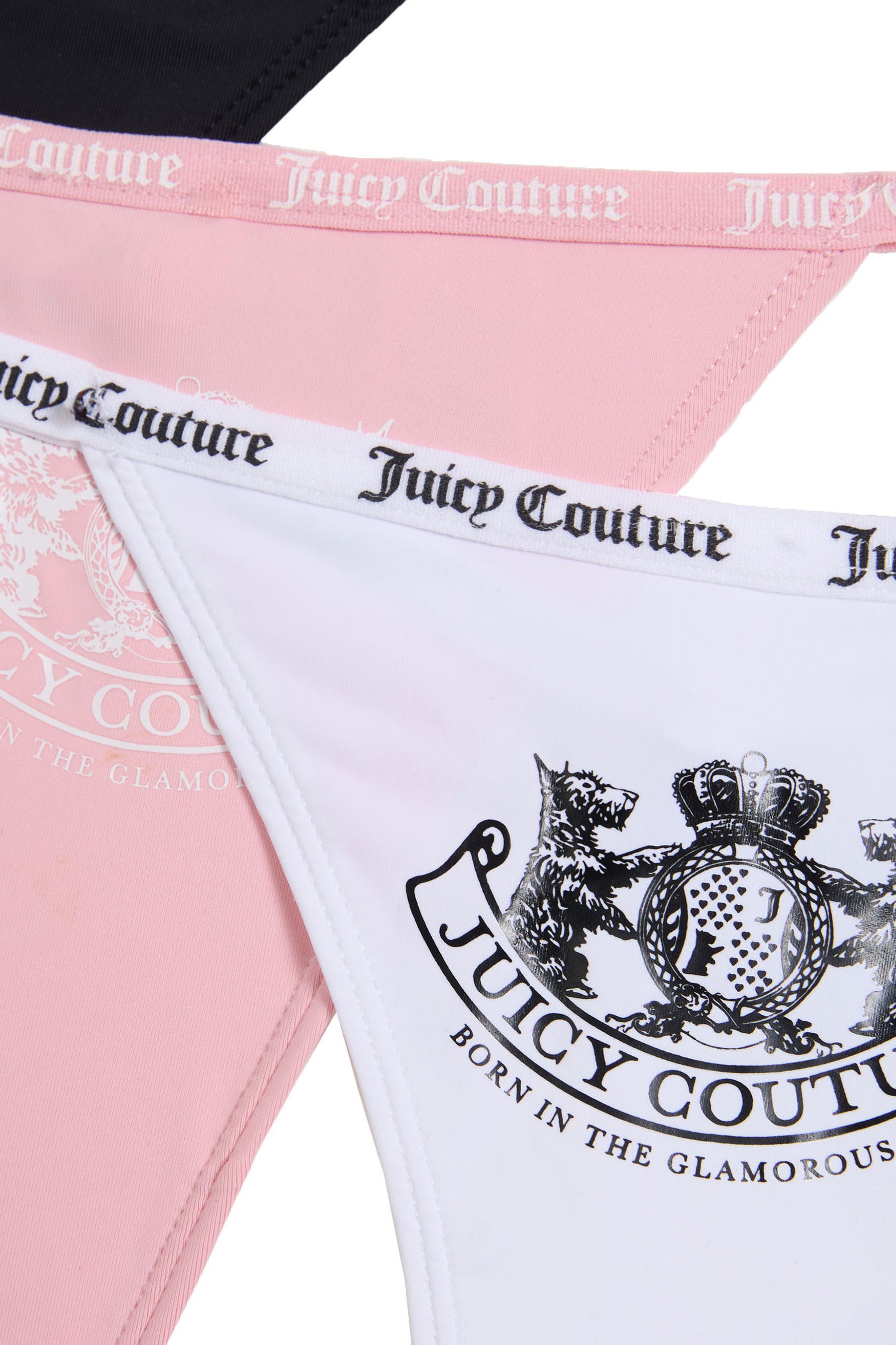 Three-pack of thongs - White + Black + Pink