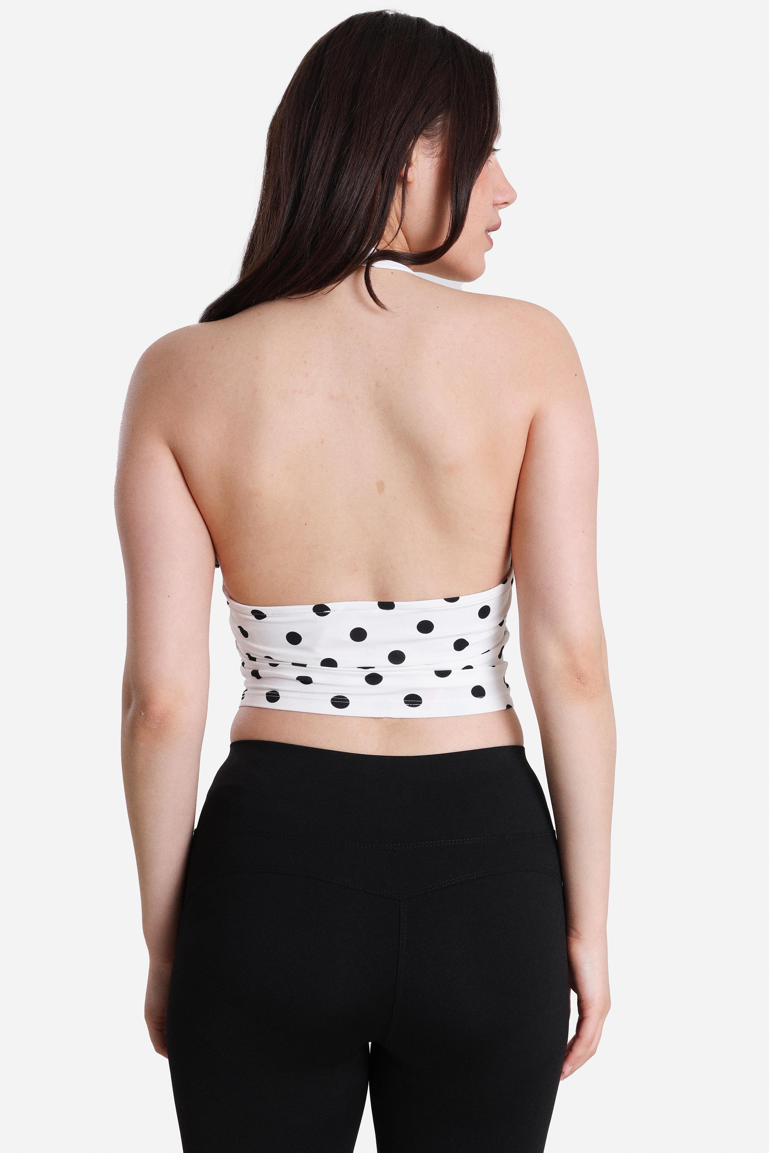 Neckholder Crop Top - Offwhite + Black