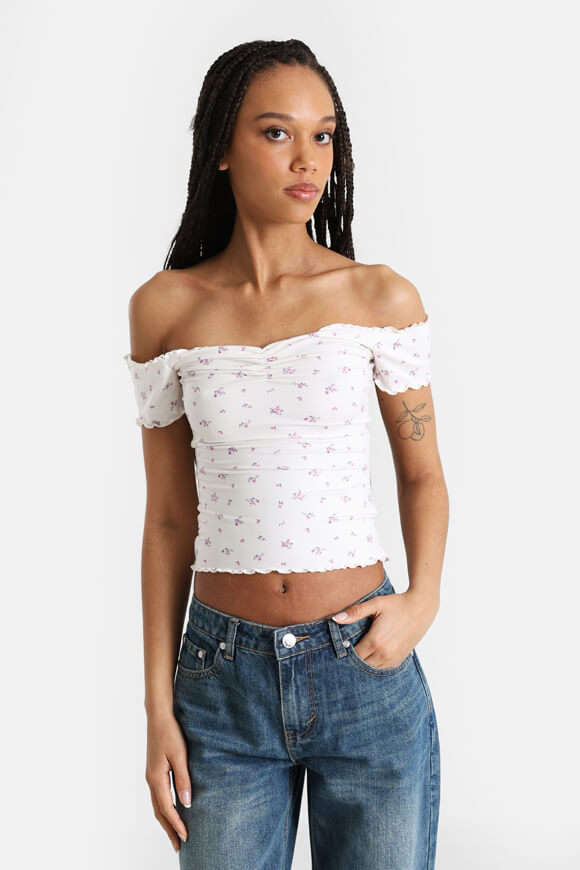 Off Shoulder Crop Shirt - Cream