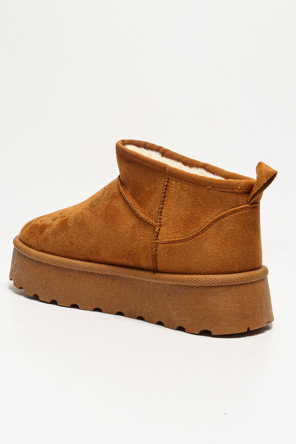Gefütterte Plateau Stiefelette - Camel