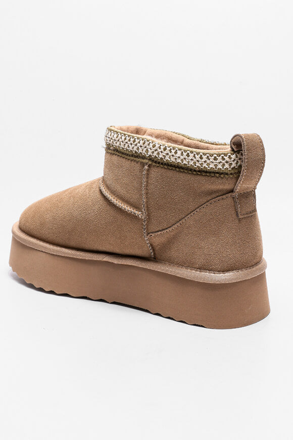 Lined platform ankle boot - taupe