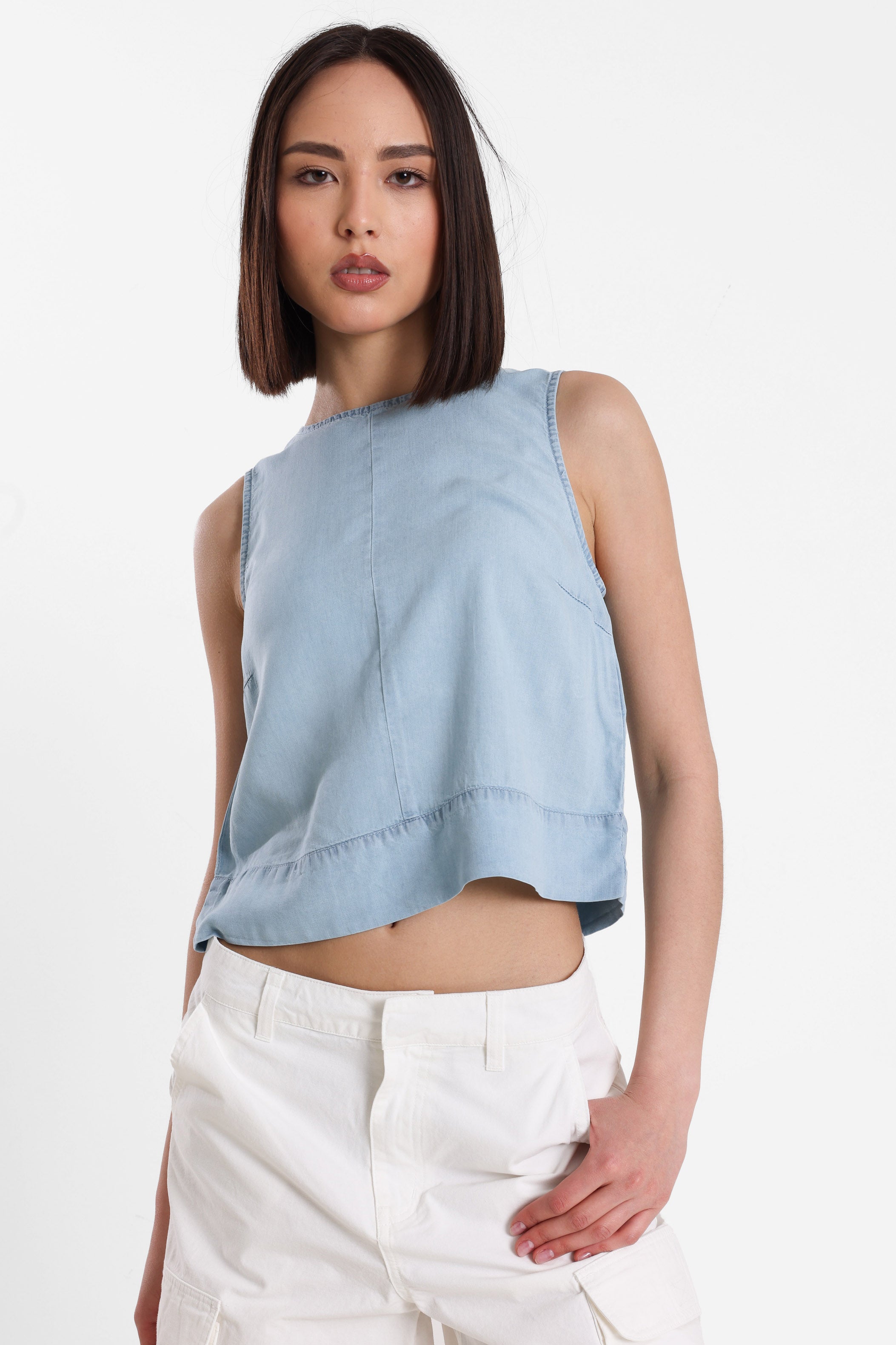 ONLDORSI Crop Top - Light Blue Denim