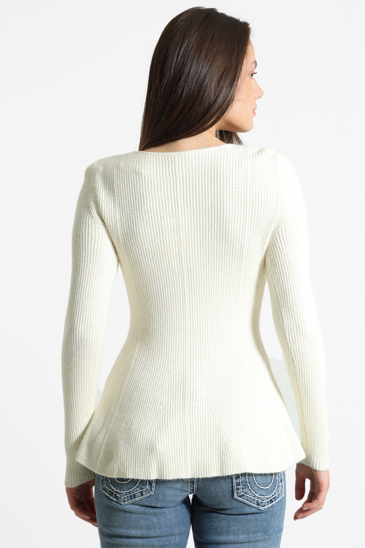 ONLIBI ribbed knit peplum sweater - Birch