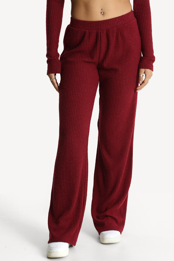 Gerippte Strickhose - Bordeaux