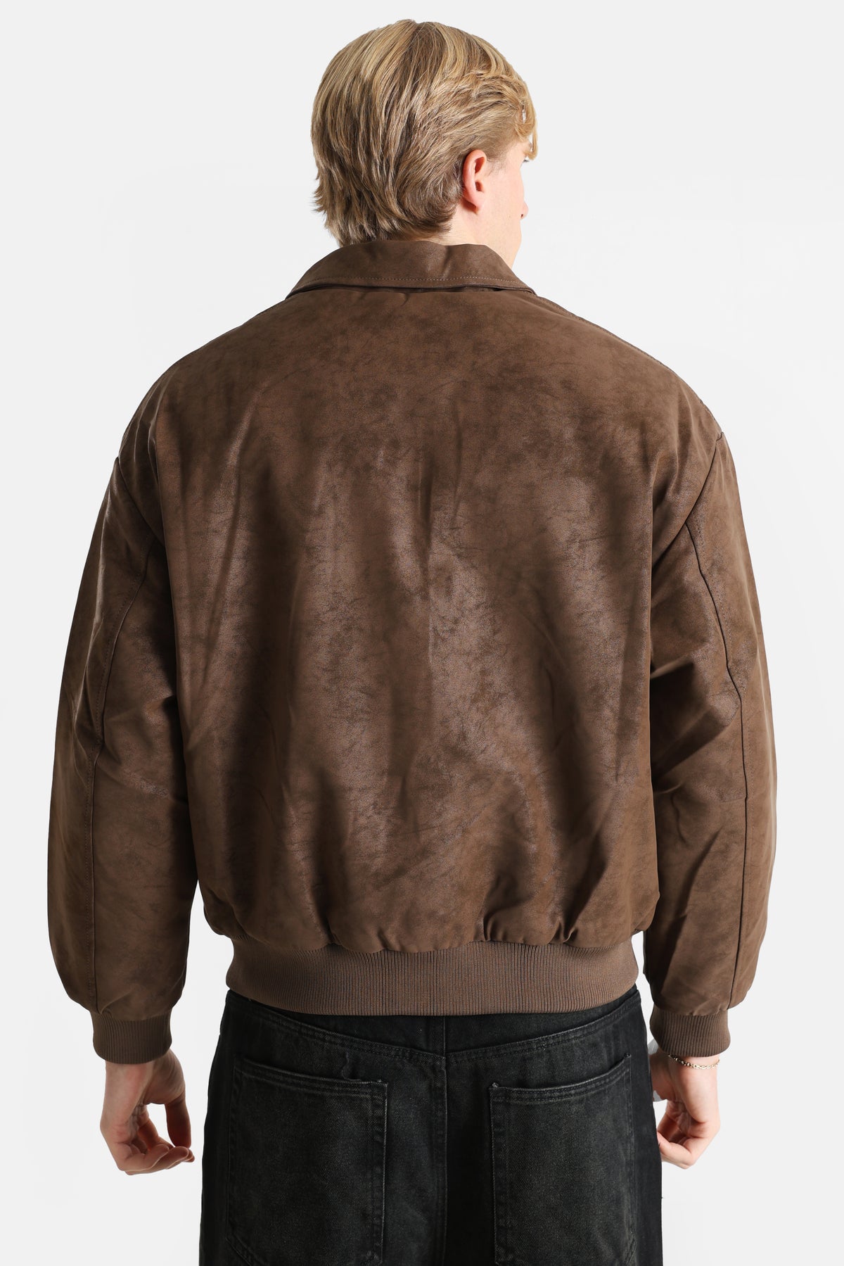 Veste en similicuir doublée - Coffee
