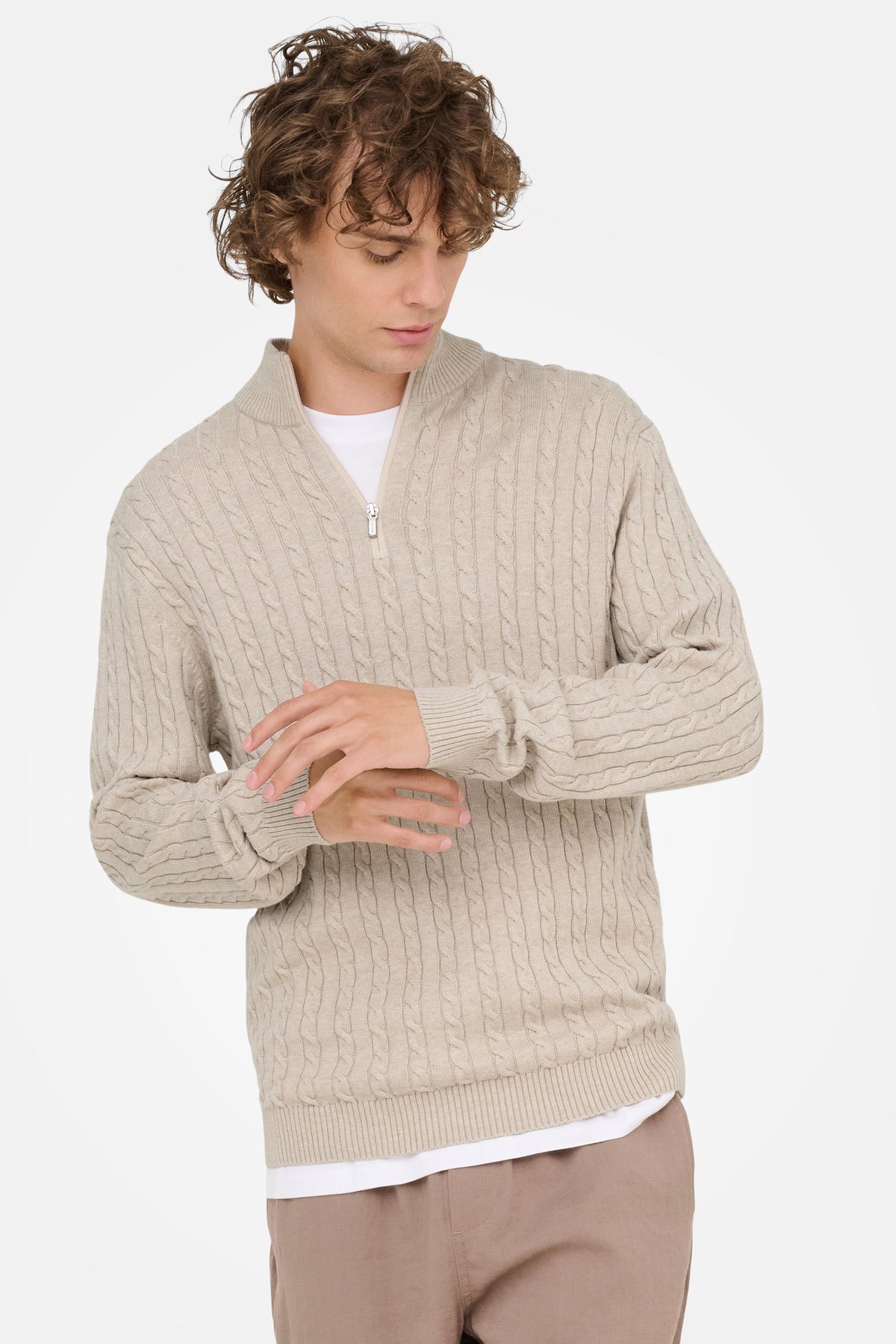 ONSLOUI knitted sweater - Oatmeal Heather