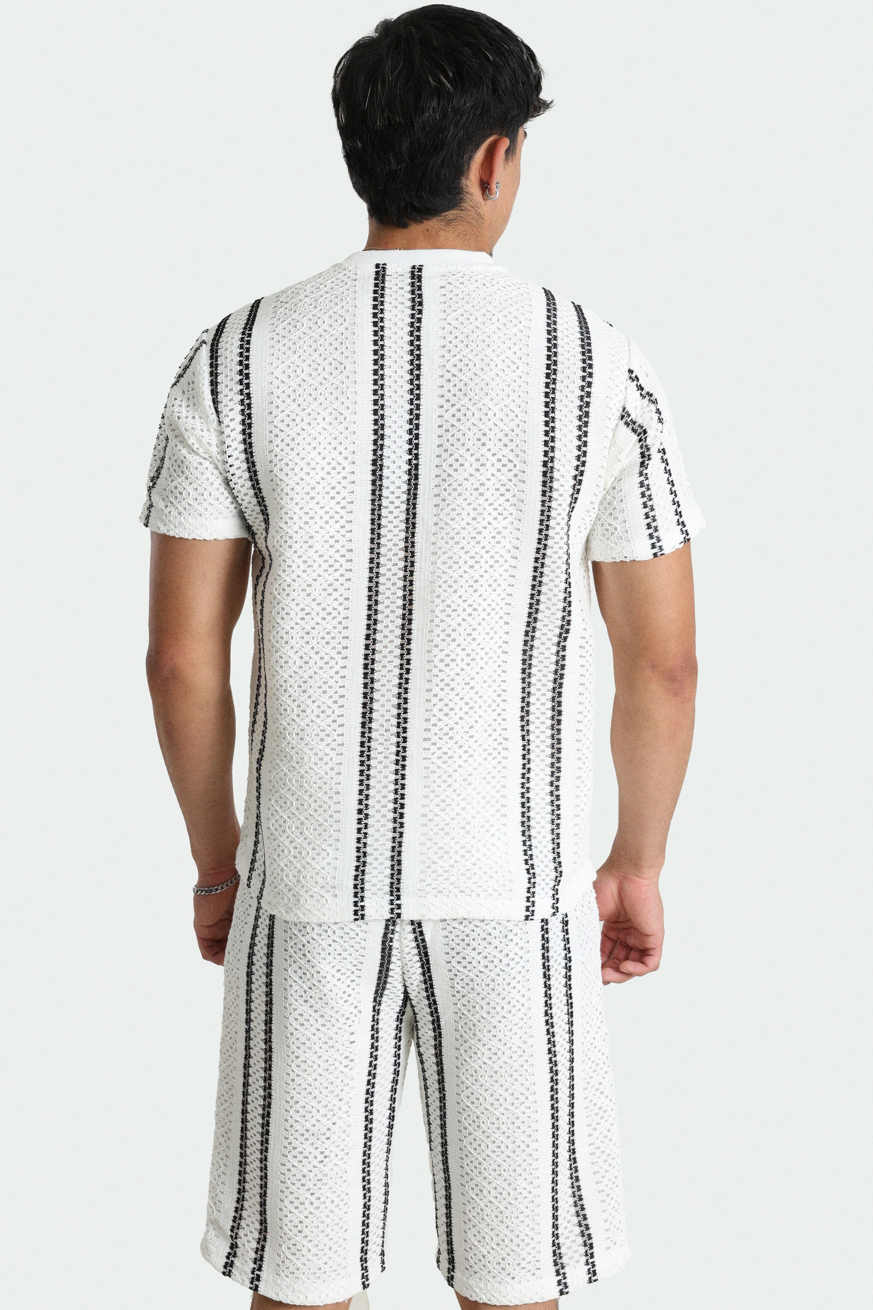 Structured fabric T-shirt - Offwhite + Black