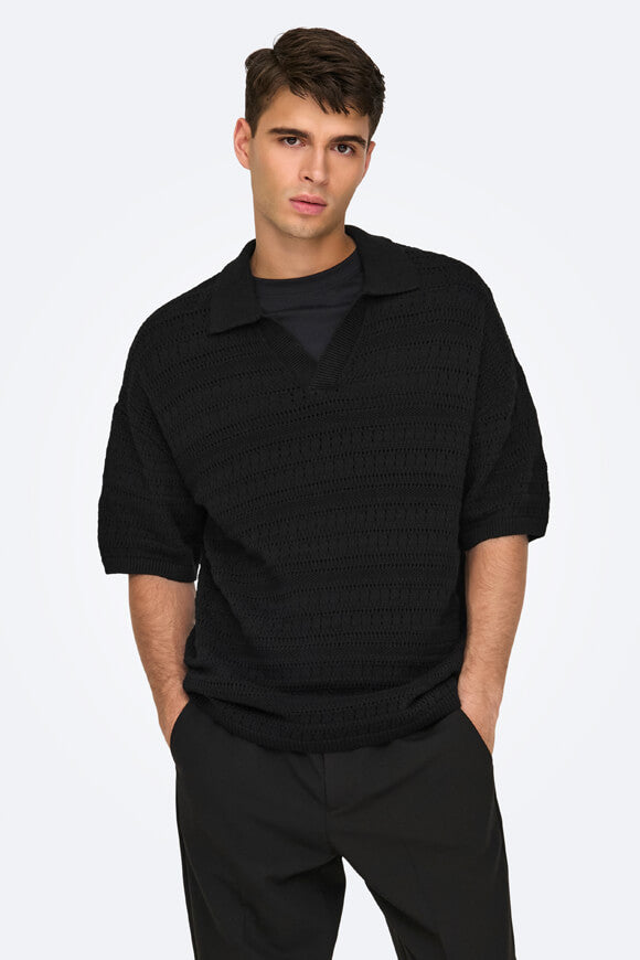 Grayson knitted polo - Black
