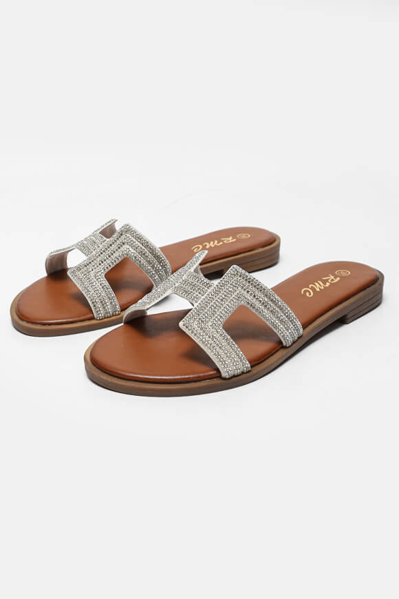 Pantoletten mit Strass - White