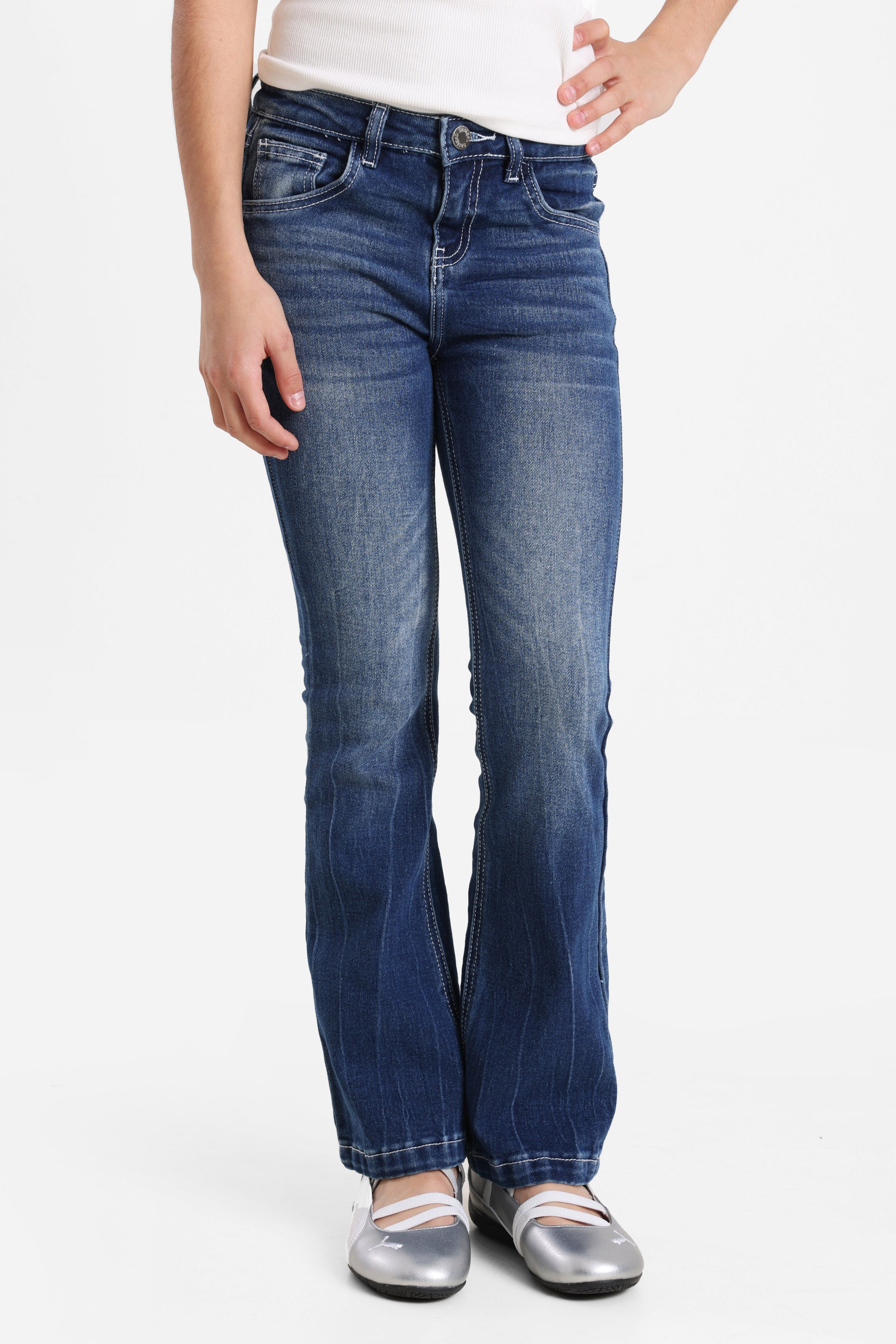 Flare Jeans - Dunkelblau Gewaschen