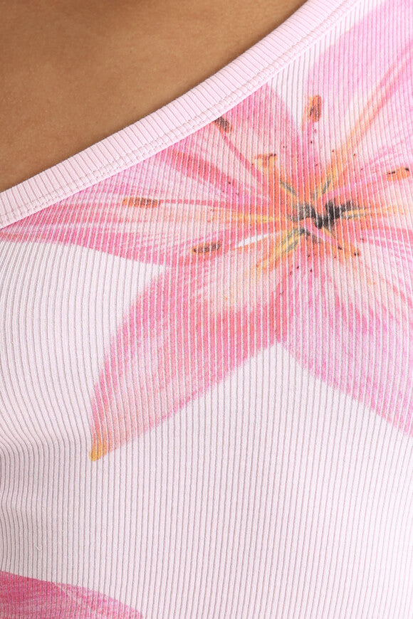 Geripptes One Shoulder Top - Pink