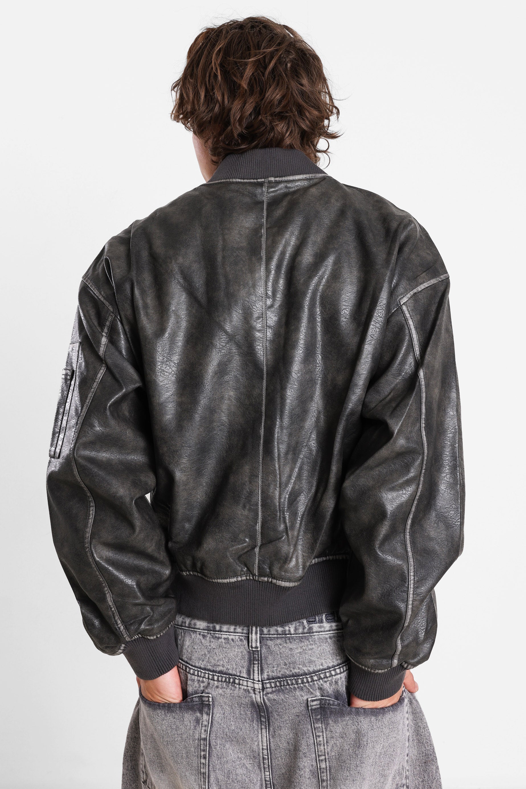 Veste bomber en similicuir - Dark Grey