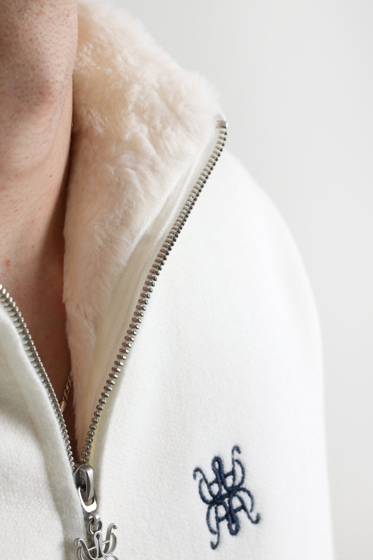 Gefütterte Strickjacke - Offwhite
