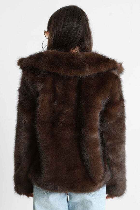 Cappotto in pelliccia sintetica - marrone scuro