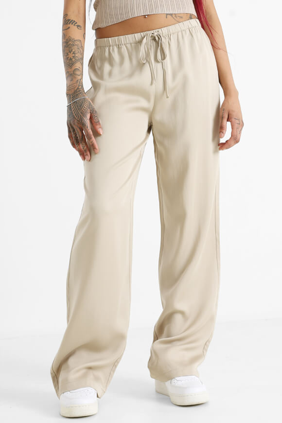 Stoffhose in Satin-Optik - Beige