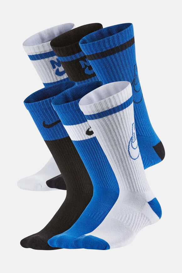 Pack of six socks - Blue + Black + White