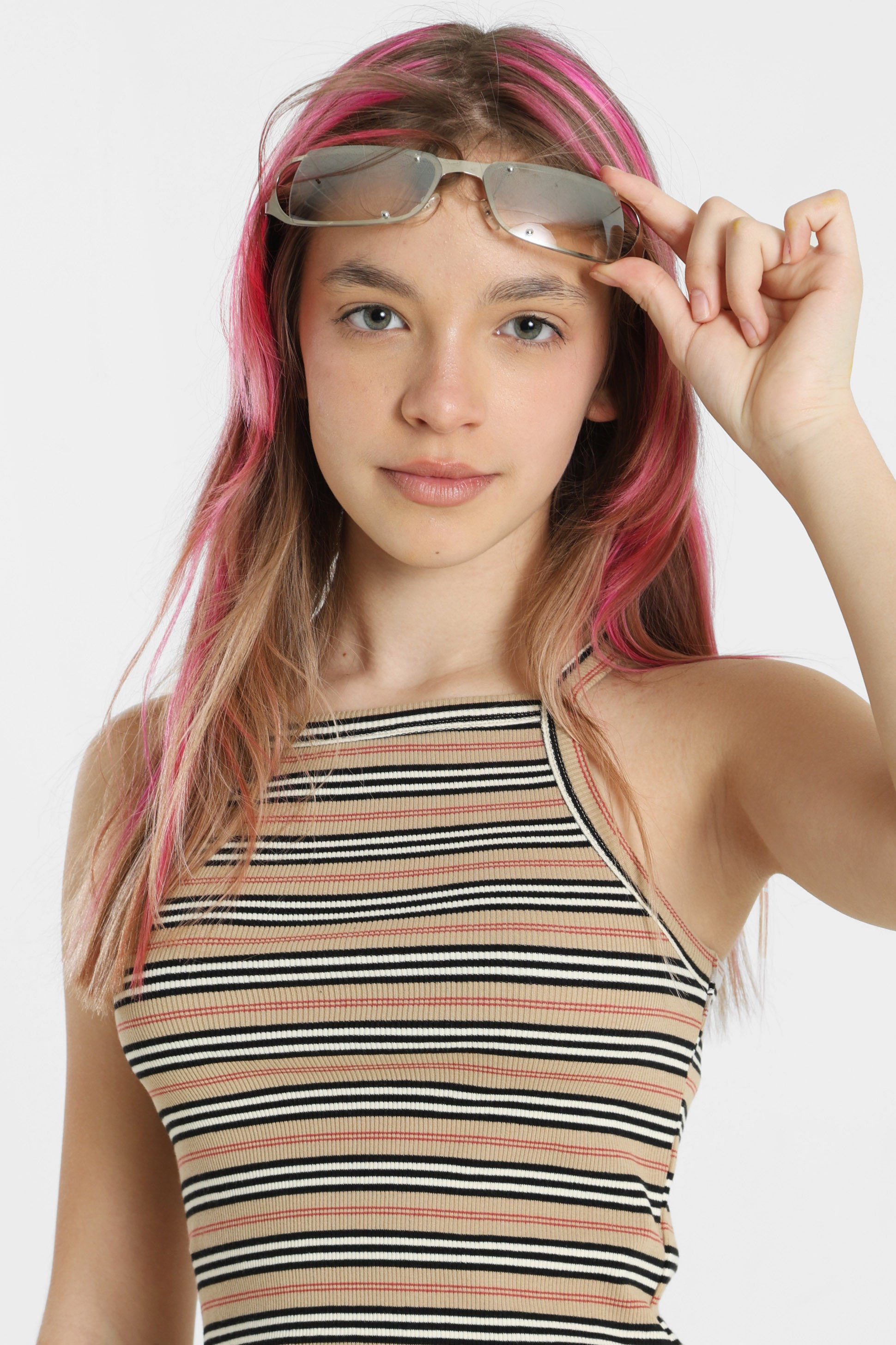 Cropped ribbed top - Beige