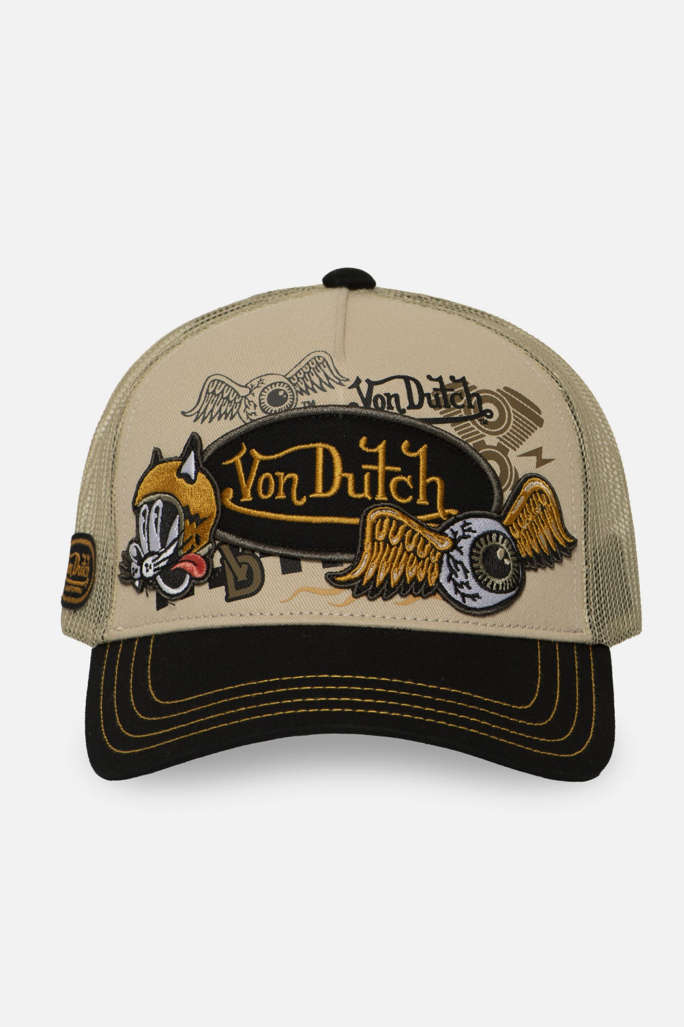 Trucker Cap / Snapback - Beige + Black