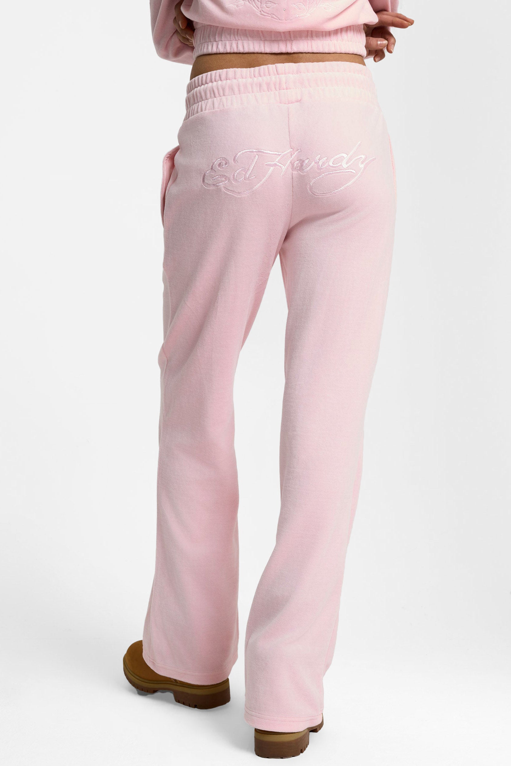 Samt Flare-Hose - Pink