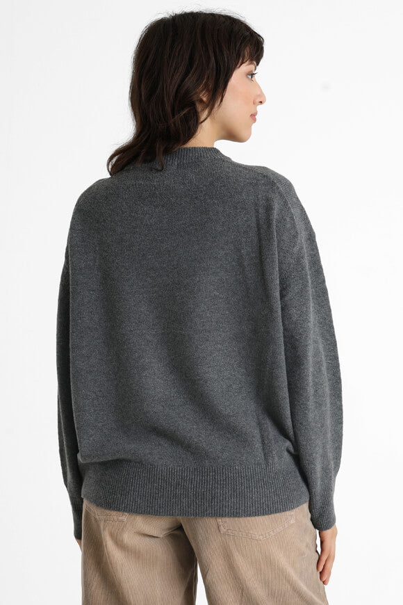 Pull ample en tricot - Gris foncé