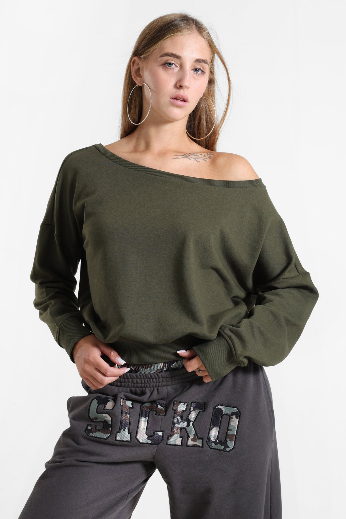 Camicia off shoulder maniche lunghe