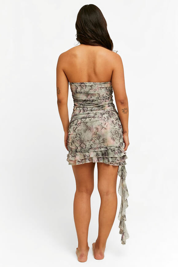 Mesh bandeau mini dress - Multicolored