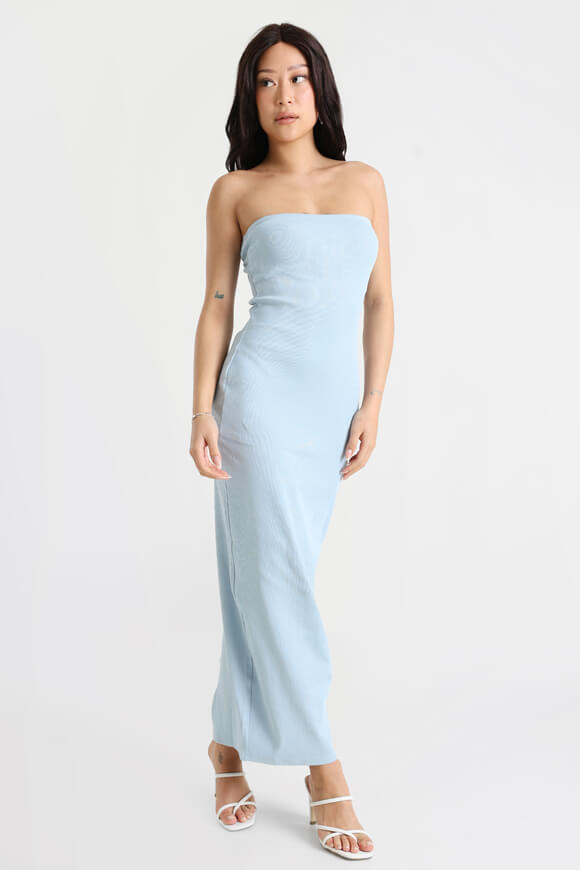 Ribbed bandeau maxi dress - light blue