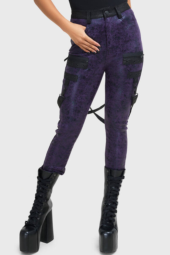 Asmodea pants with crackle pattern - Purple + Black