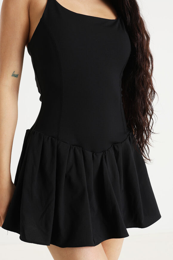Mini dress with inner shorts - black