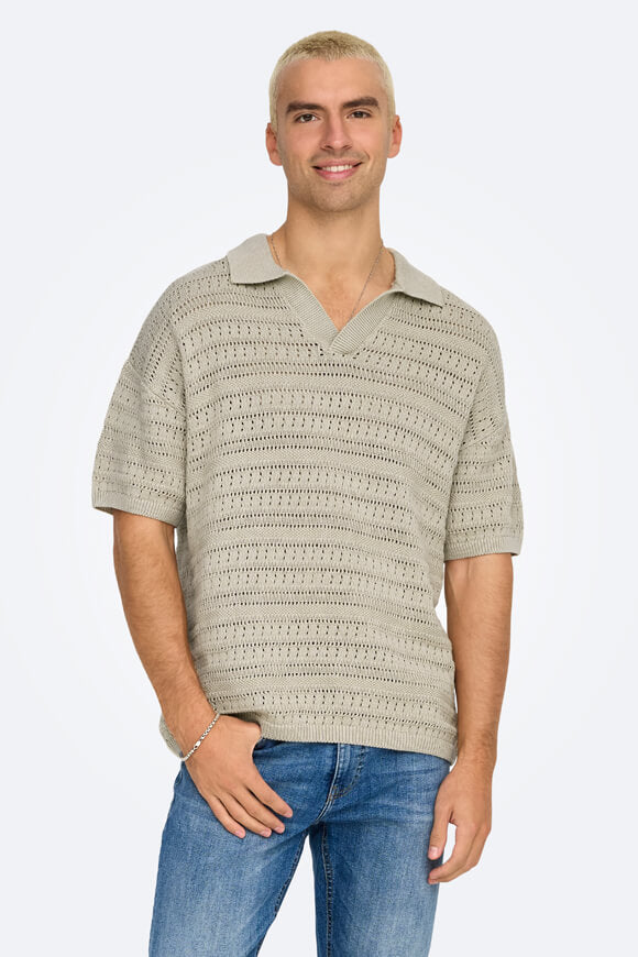 Grayson knitted polo - Silver Lining