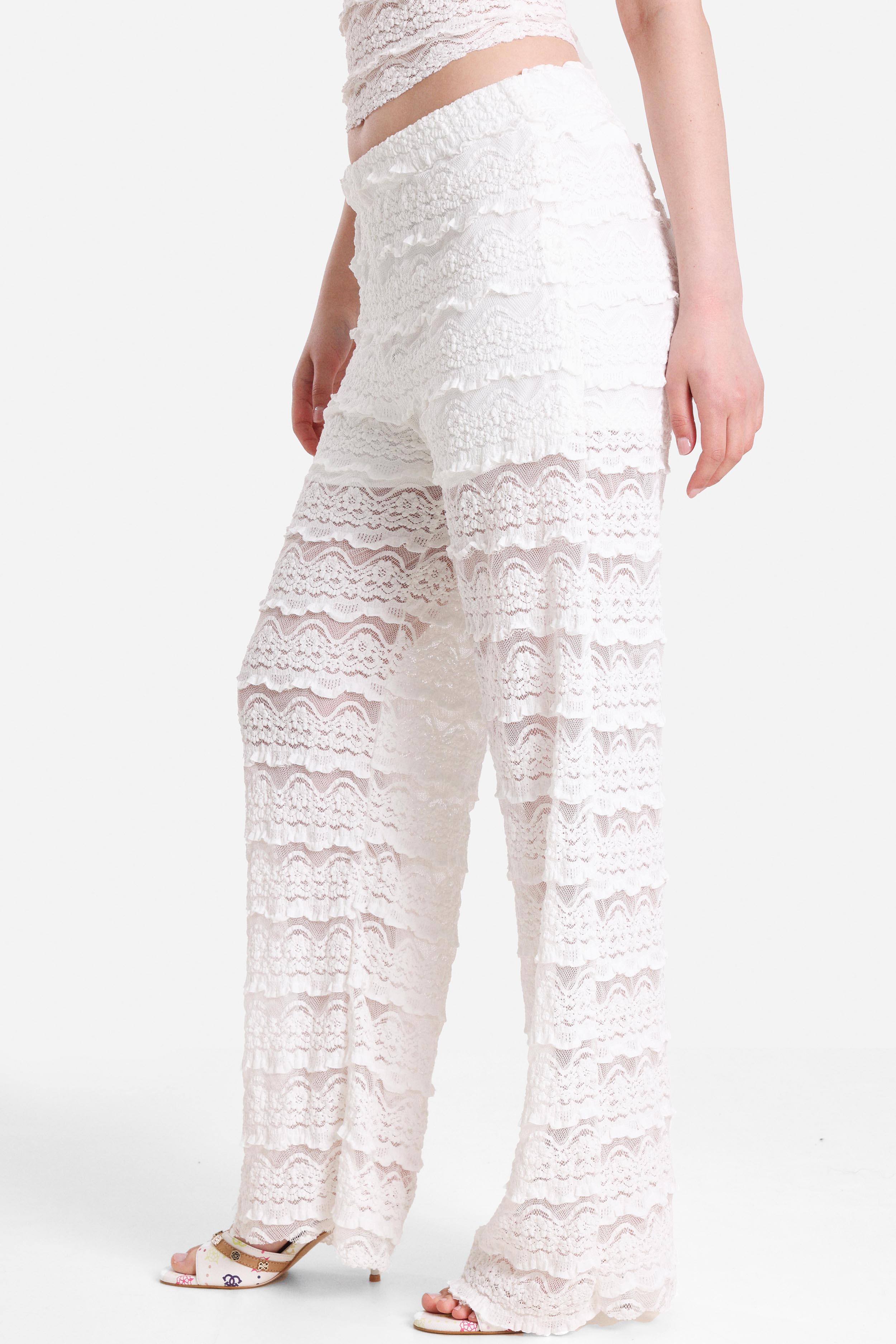 Pantalone in pizzo - White