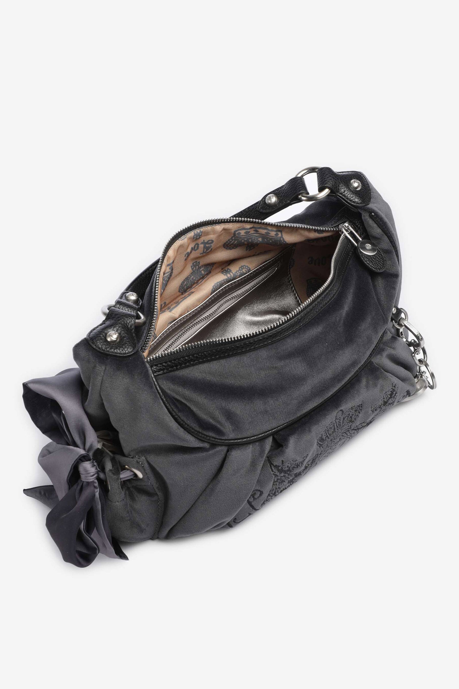 Samt Handtasche - Dark Grey